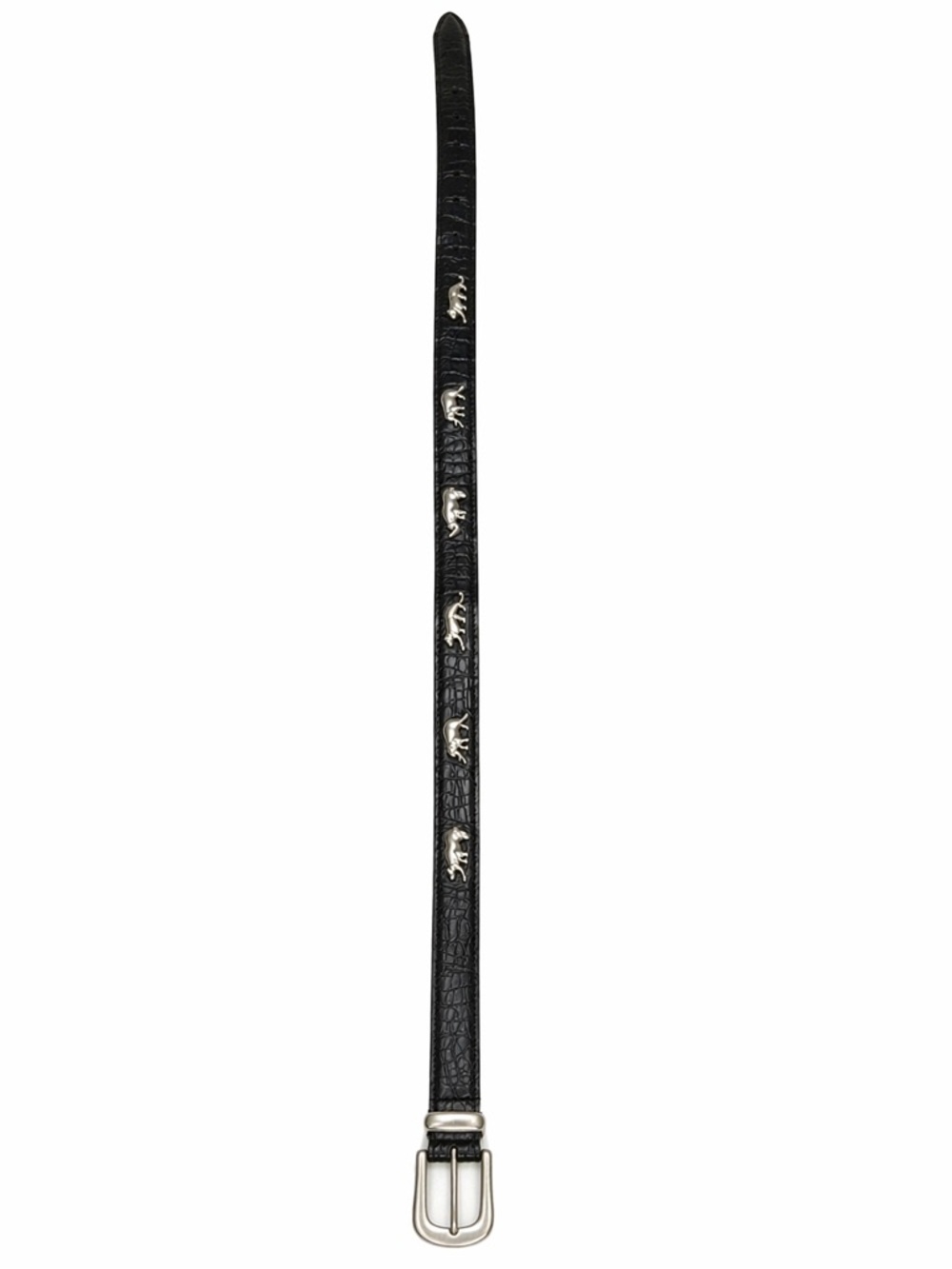 Black Leather Belt with Silver Animal Studs